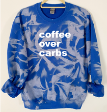 Load image into Gallery viewer, Coffee Over Carbs Tie Dye and Reverse Tie Dye Sweatshirt