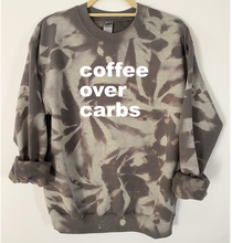 Load image into Gallery viewer, Coffee Over Carbs Tie Dye and Reverse Tie Dye Sweatshirt