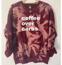 Load image into Gallery viewer, Coffee Over Carbs Tie Dye and Reverse Tie Dye Sweatshirt