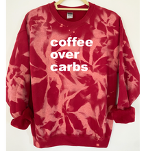 Load image into Gallery viewer, Coffee Over Carbs Tie Dye and Reverse Tie Dye Sweatshirt