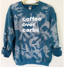 Load image into Gallery viewer, Coffee Over Carbs Tie Dye and Reverse Tie Dye Sweatshirt