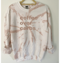 Load image into Gallery viewer, Coffee Over Carbs Tie Dye and Reverse Tie Dye Sweatshirt