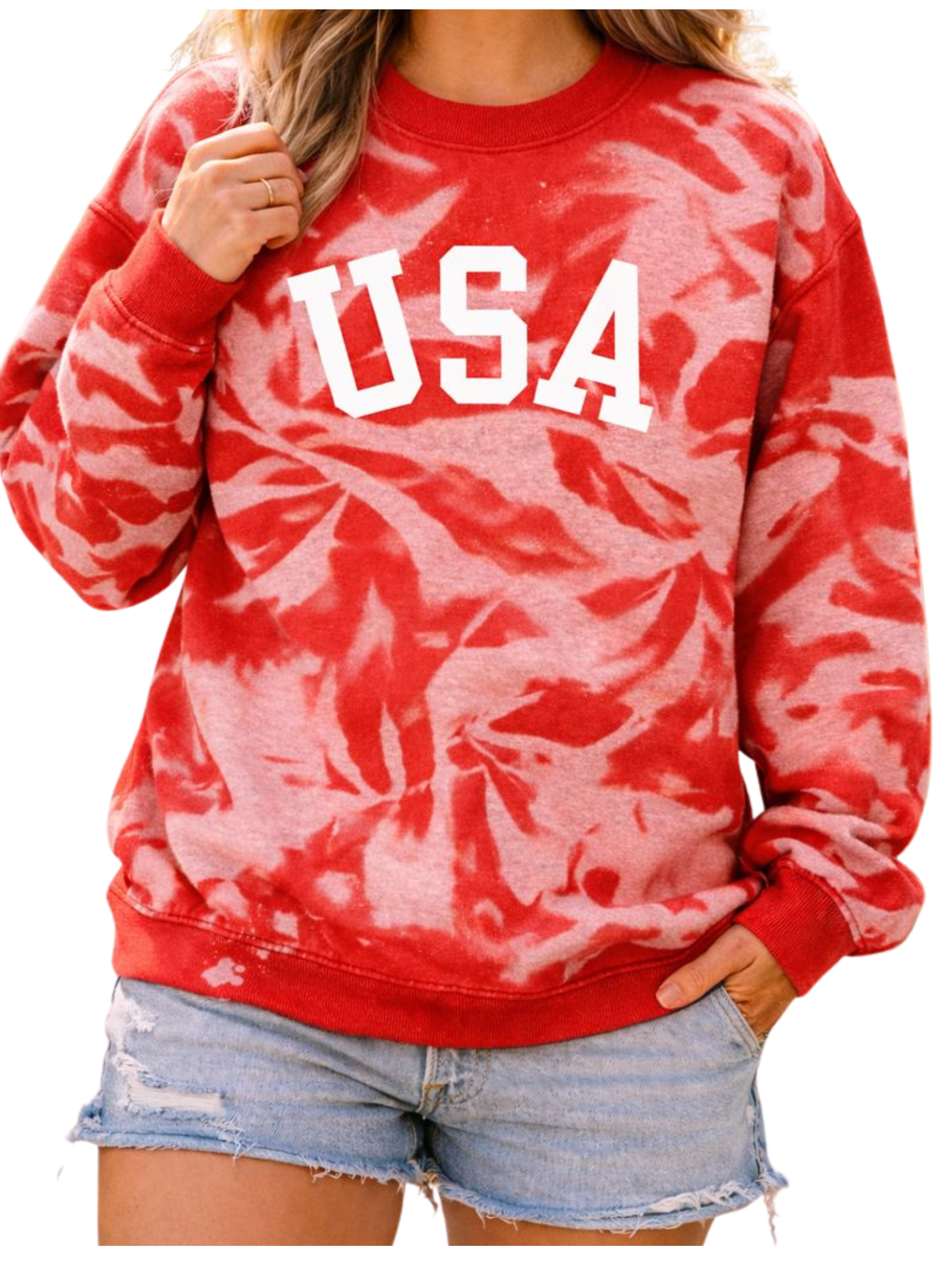 Reverse Tie Dyed USA Crewneck