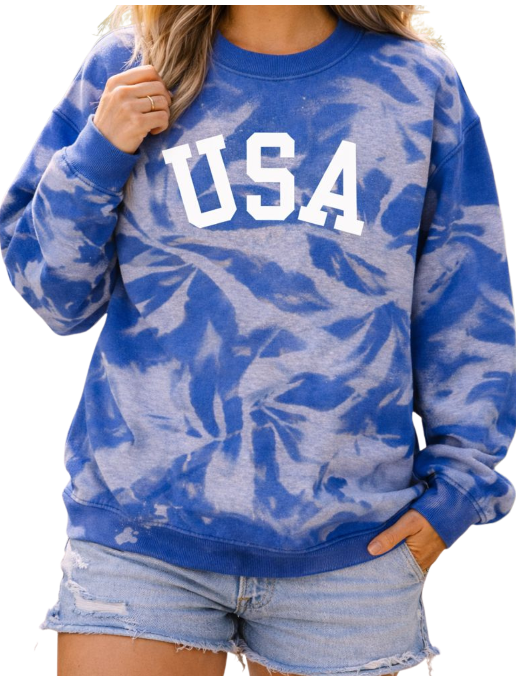 Reverse Tie Dyed USA Crewneck