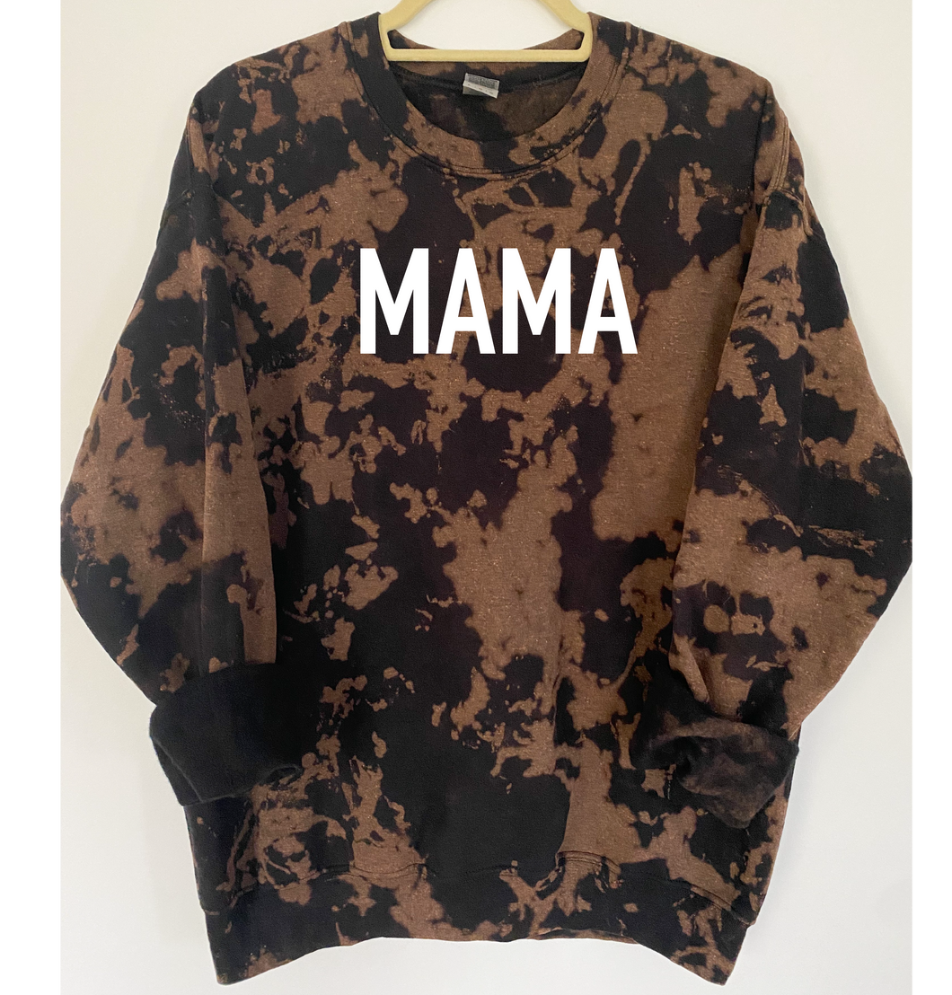 Large Font Mama Reverse Tie Dye Sweatshirt